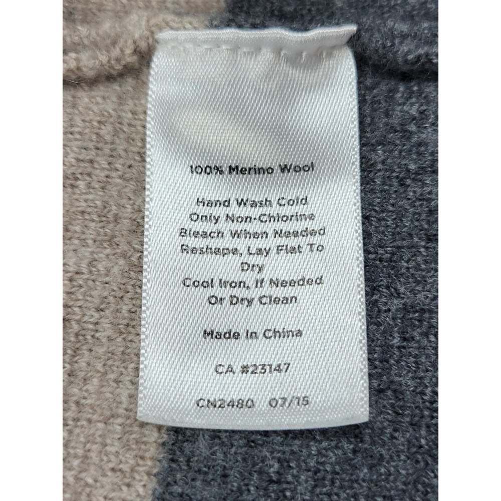 Talbots Heavy Wool Cream/Gray Color Blocked Open Cardigan Duster Size Medium - Picture 7 of 7